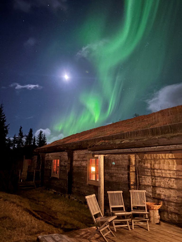 Northern lights over the lodge